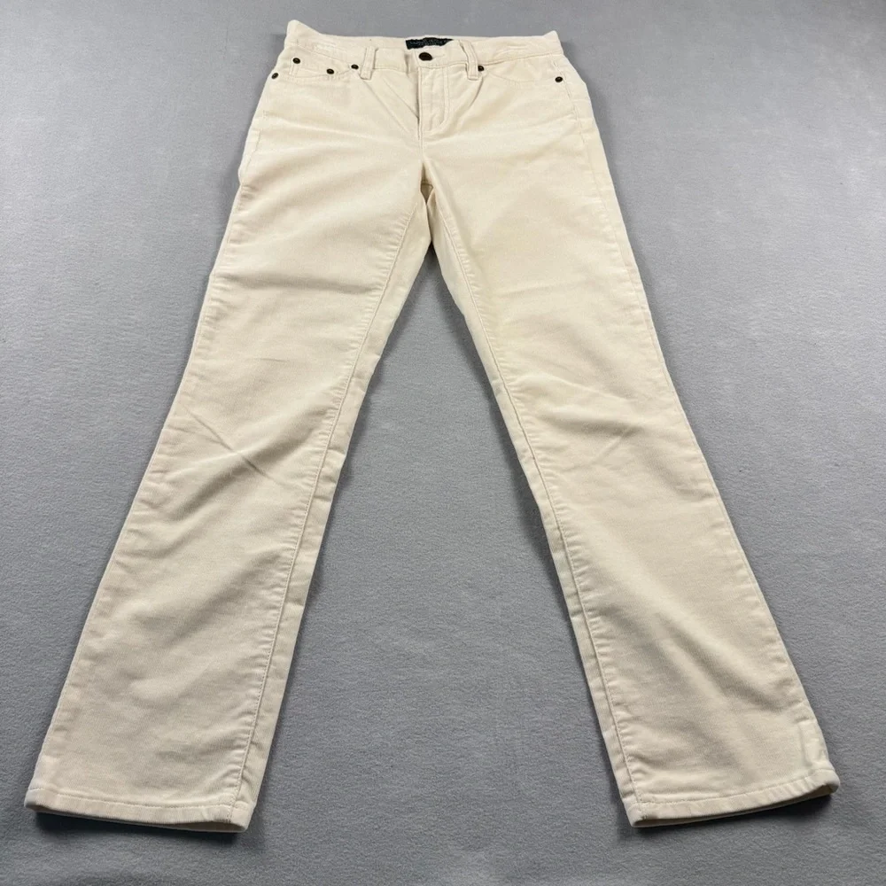 Lauren Ralph Lauren Pants Womens 4P White Premier Straight Corduroy Stretch RLL